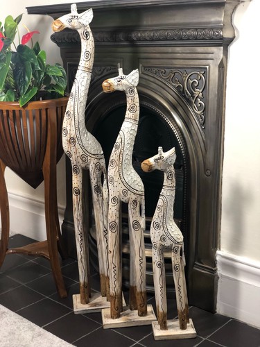 Wooden giraffe statue ornament - statue,