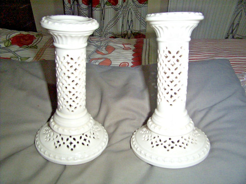 Royal creamware candle sticks - royal,