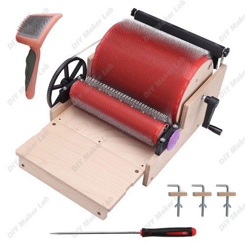 Manual wool carder wooden drum - manual,