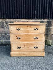 Small Antique Waxed Pine Chest Of Drawers, Edward VII, Original, 3 Drawers