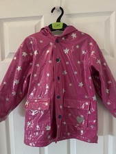Girls Hatley Raincoat Waterproof Lined 3-4 Years glitter shiny stars pink