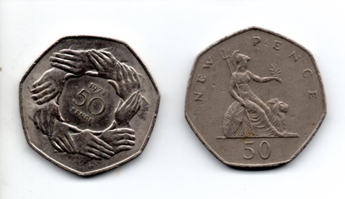 Two 50p coins old - ,
