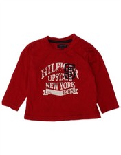 TOMMY HILFIGER Baby Boys Graphic Top Long Sleeve 9-12 Months Red Cotton AZ31
