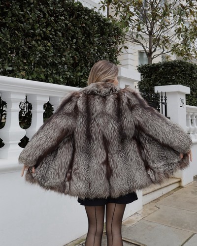Vintage silver fox fur coat - vintage,