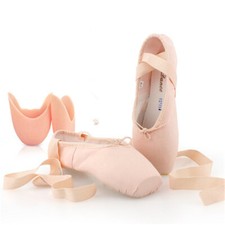 Professional Ballet Pointe Shoes Ribbon Flat Lace up Satin Girls Dance Shoes