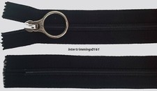 OPTI, LOOP PULLER ZIP, BLACK, 22"/56 CM, NYLON TEETH ,CLOSED END, NO 5, FREE P&P
