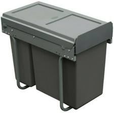 300mm Under Counter Bin Pull Out Kitchen Waste Recycling Cabinet 1x10L + 1x20L