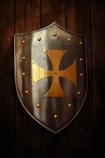 Medieval Shield with brass Templar Cross Knight Armor Steel Shield