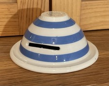 TG GREEN CORNISHWARE BLUE AND WHITE EGG SEPARATOR 1930’s CIRCULAR BACKSTAMP