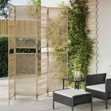 Room Divider 4 Panels Beige Poly Rattan vidaXL