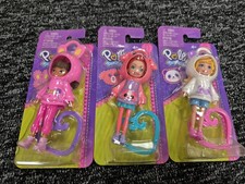 POLLY POCKET DOLLS 9cm TRENDY OUTFIT Hoodie & Bag Clip - 3 PACK BUNDLE.