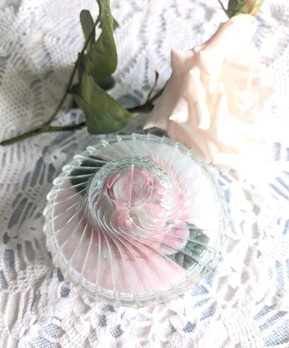 Unused pink powder puff lidded - puff,