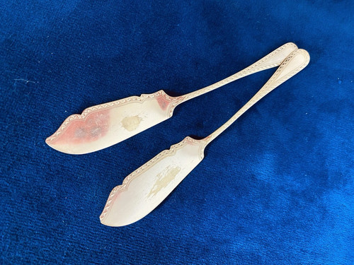 Antique silver fish servers - , x