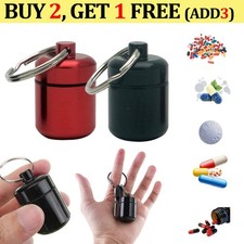 Emergency Keyring Pill Box Aluminium Medicine Case Tablet Holder Daily Travel