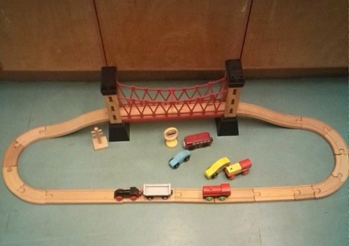 Wooden railway with viaduct - wooden,