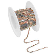10 Yards Crystal Rhinestone Close Chain Trim Pink/Khaki (2mm)