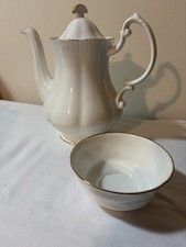Royal Standard  Bone China White and Gold rim  Coffee Pot and sugar bowl. 