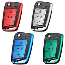 Key Cover For VW Seat Skoda Case Remote Fob Protector Shel Golf TPU Leather TL40