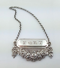 ANTIQUE VICTORIAN FLORAL REPOUSSE SILVER PORT DECANTER LABEL BIRMINGHAM 1840