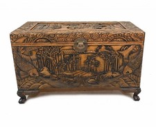 Chinese Luggage Chest Camphor Hand Carved Antique Box 1930