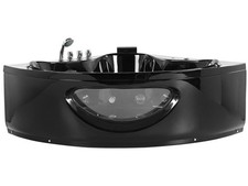 Whirlpool Corner Bath with LED 2050 x 1460 mm  Black TOCOA