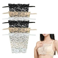 6 Pieces Lace Clip-on Mock Camisole Bra, Insert Overlay Modesty Panels for Low