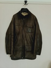 Vintage Barbour Bushman Leather Coat Jacket Men Wool Lining Distressed Brown M/L