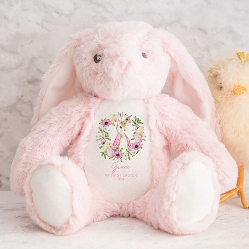 Personalised pink bunny teddy - pink,