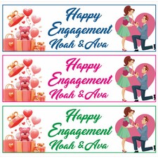 2x Personalised Engagement Party Banner Custom Celebration Decor for Couples