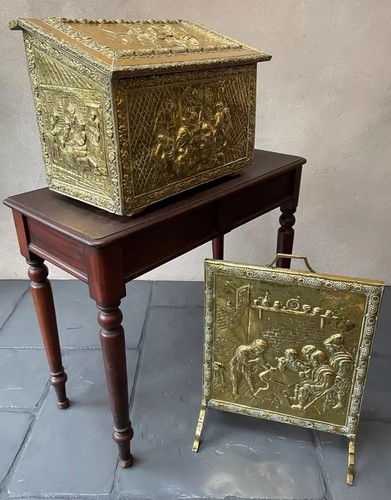 Vintage coal box log basket - coal,