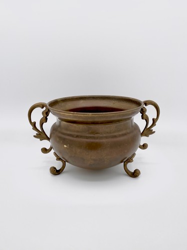 Vintage brass footed - brass, planter