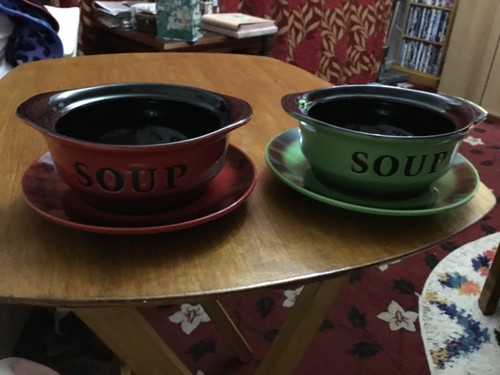 Soup bowls red - soup, green