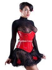 Double Steel Boned Waist Trainer Red PVC Women's  Corset