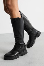 Faith Black Knee High Boots