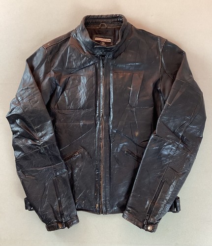 Vintage leather biker jacket - leather,