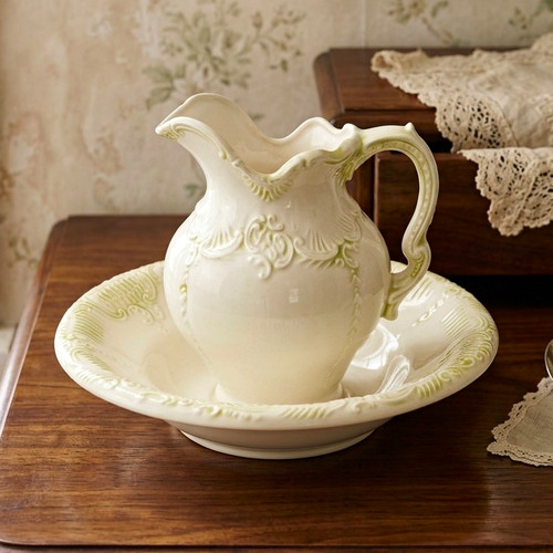 Vintage cream white ceramic - cream,