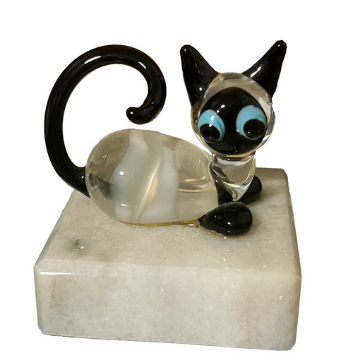 Murano miniature glass cat - murano,