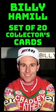 BILLY HAMILL-SET OF 20-SPEEDWAY COLLECTORS CARDS/STICKERS