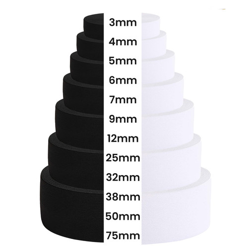 Black white flat elastic woven - black,