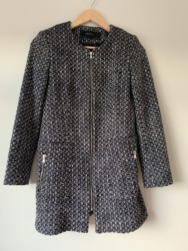 Zara navy white textured zip - white,