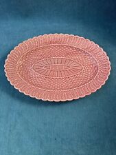 Bordallo Pinheiro Caldas Da Rainha Pink Basketweave Leaves Large 15 Inch Platter