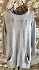 Luca Vanucci Grey Longline Tunic Jumper with Pockets – S/M