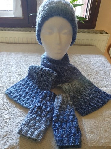Hand knitted hat scarf - scarf, and