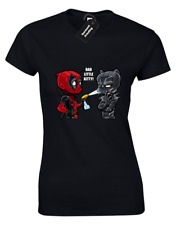 BAD LITTLE KITTY LADIES T-SHIRT DEAD BLACK FUNNY PANTHER WADE JOKE (COLOUR)