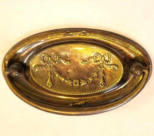 Brass oval plate ribbon - , handle