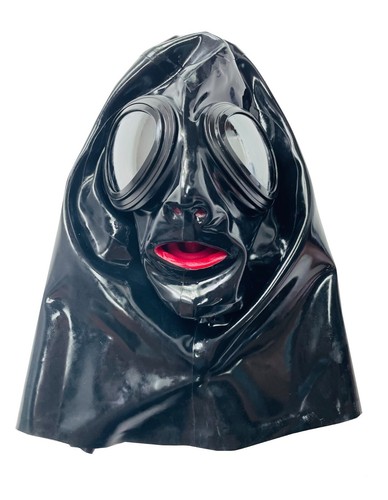 Black latex hood with - latex,