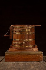 Vintage Miniature Wood and Brass Mash Tun Brewery Model