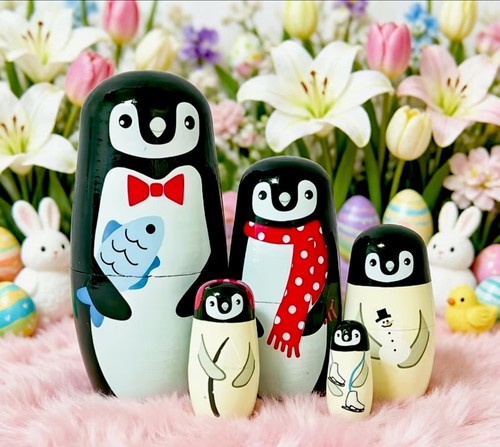 Russian nesting penguin set - penguin, 5
