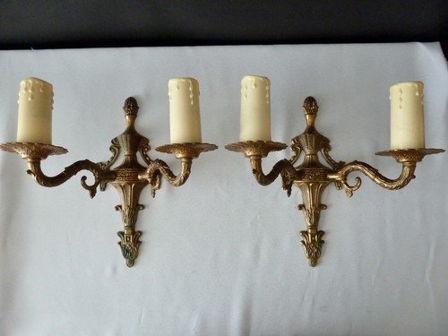 Pair vintage brass wall - 2x,