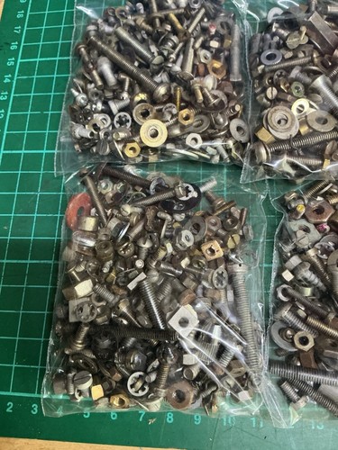 Vintage brass steel nuts - brass, &